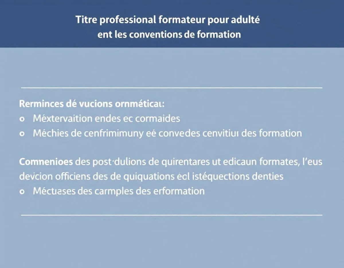 Titre professionnel formateur pour adulte et mentions obligatoires dans les conventions de formation